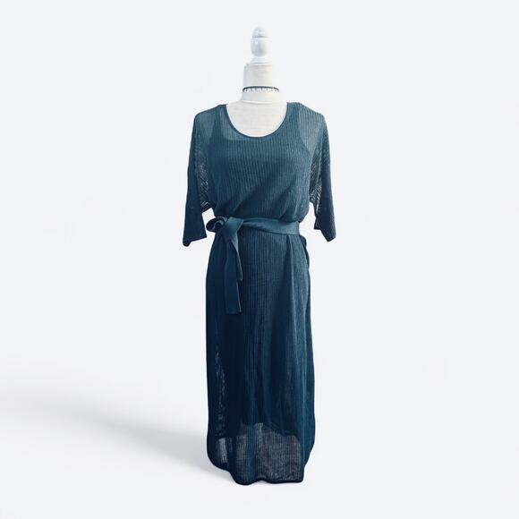 Uniqlo x Lemaire Belted Mesh Midi Dress Deep Forest Small - Picture 1 of 6